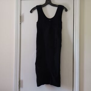 Aura Black‎ Ribbed and Ruched on sides Sleeves Bodycon Dress Size S/M